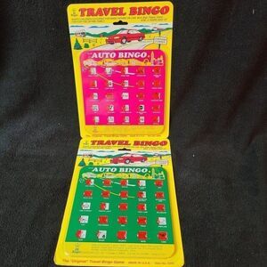 Vintage Travel Bingo Regal Games 2 Pack 4 Cards Green Pink Road Trips Kids